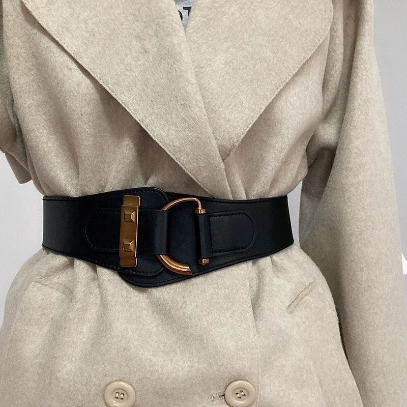 Husa de talie decor de dama cu fusta centura lata neagra europeana si americana Versiunea coreeana centura de talie practica versatila