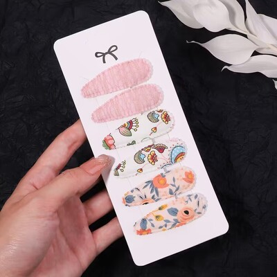 6/10 bucăți agrafe de păr cu imprimeu la modă cu gem de hârtie, picătură de apă pentru fete, clemă BB pentru păr, făcută manual, accesorii pentru păr pentru copii