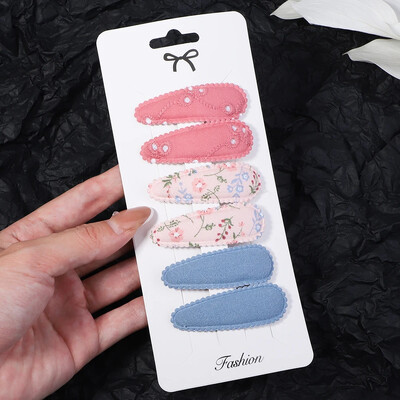 6/10 bucăți agrafe de păr cu imprimeu la modă cu gem de hârtie, picătură de apă pentru fete, clemă BB pentru păr, făcută manual, accesorii pentru păr pentru copii