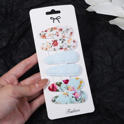 6/10 bucăți agrafe de păr cu imprimeu la modă cu gem de hârtie, picătură de apă pentru fete, clemă BB pentru păr, făcută manual, accesorii pentru păr pentru copii