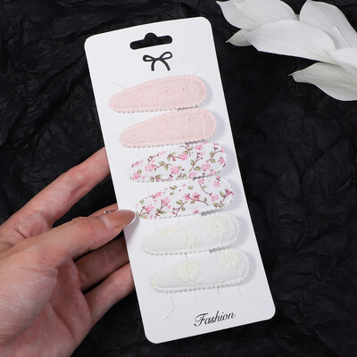 6/10 bucăți agrafe de păr cu imprimeu la modă cu gem de hârtie, picătură de apă pentru fete, clemă BB pentru păr, făcută manual, accesorii pentru păr pentru copii