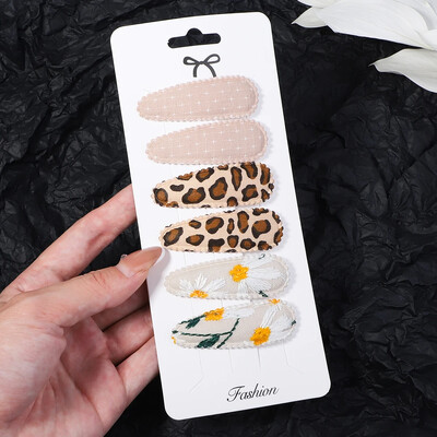 6/10 bucăți agrafe de păr cu imprimeu la modă cu gem de hârtie, picătură de apă pentru fete, clemă BB pentru păr, făcută manual, accesorii pentru păr pentru copii