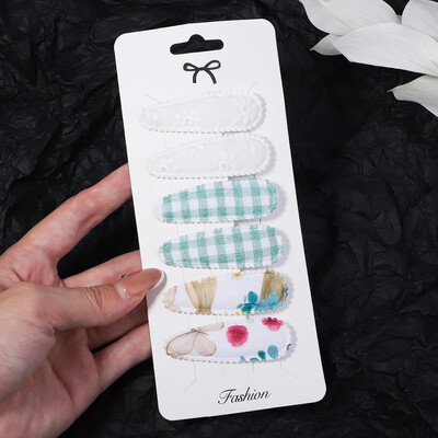 6/10 bucăți agrafe de păr cu imprimeu la modă cu gem de hârtie, picătură de apă pentru fete, clemă BB pentru păr, făcută manual, accesorii pentru păr pentru copii
