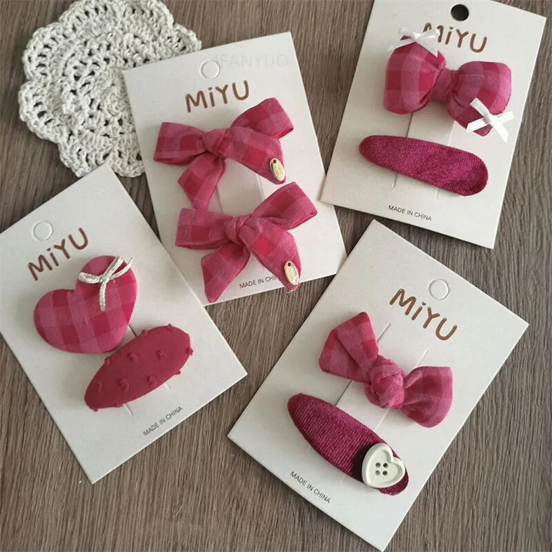 Coreeană New Rose Bowkont Fete Copii Agrafe de păr Dulci versatilă Copii BB Button Clips Temperament simplu Crăciun pentru cap pentru bebeluș