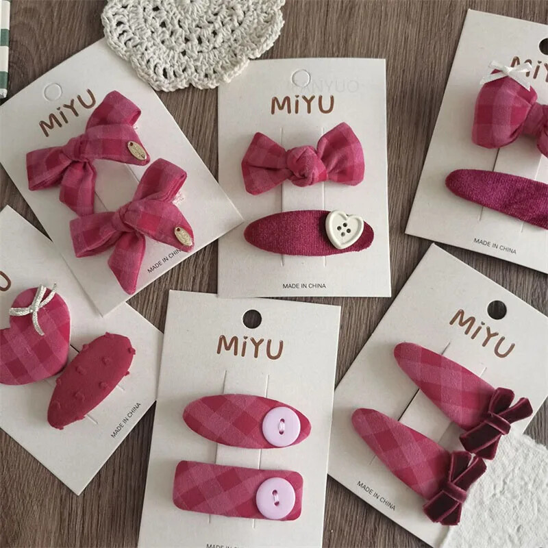 Coreeană New Rose Bowkont Fete Copii Agrafe de păr Dulci versatilă Copii BB Button Clips Temperament simplu Crăciun pentru cap pentru bebeluș