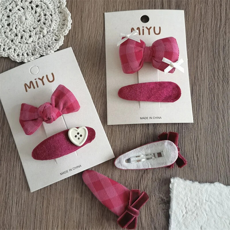 Coreeană New Rose Bowkont Fete Copii Agrafe de păr Dulci versatilă Copii BB Button Clips Temperament simplu Crăciun pentru cap pentru bebeluș