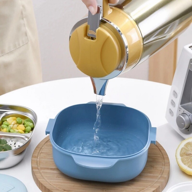 Cutie de prânz pentru copii Cutie Bento roz Veselă ecologică Recipient pentru alimente din oțel inoxidabil cu 3 grile cu lingură Furculiță Accesorii de bucătărie