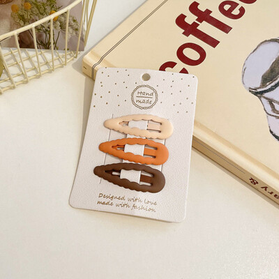 3/6 бр./компл. Жени Момичета Мода кафе цвят Геометрични звезди Орнамент Щипки за коса Сладки фиби за коса Женски аксесоари за коса