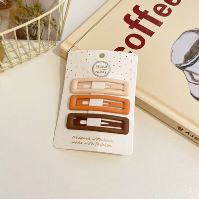 3/6 бр./компл. Жени Момичета Мода кафе цвят Геометрични звезди Орнамент Щипки за коса Сладки фиби за коса Женски аксесоари за коса