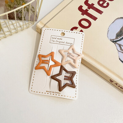 3/6 бр./компл. Жени Момичета Мода кафе цвят Геометрични звезди Орнамент Щипки за коса Сладки фиби за коса Женски аксесоари за коса