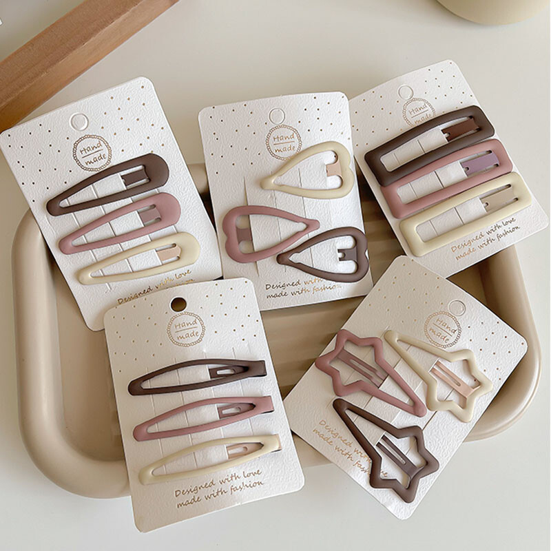 3/6 бр./компл. Жени Момичета Мода кафе цвят Геометрични звезди Орнамент Щипки за коса Сладки фиби за коса Женски аксесоари за коса