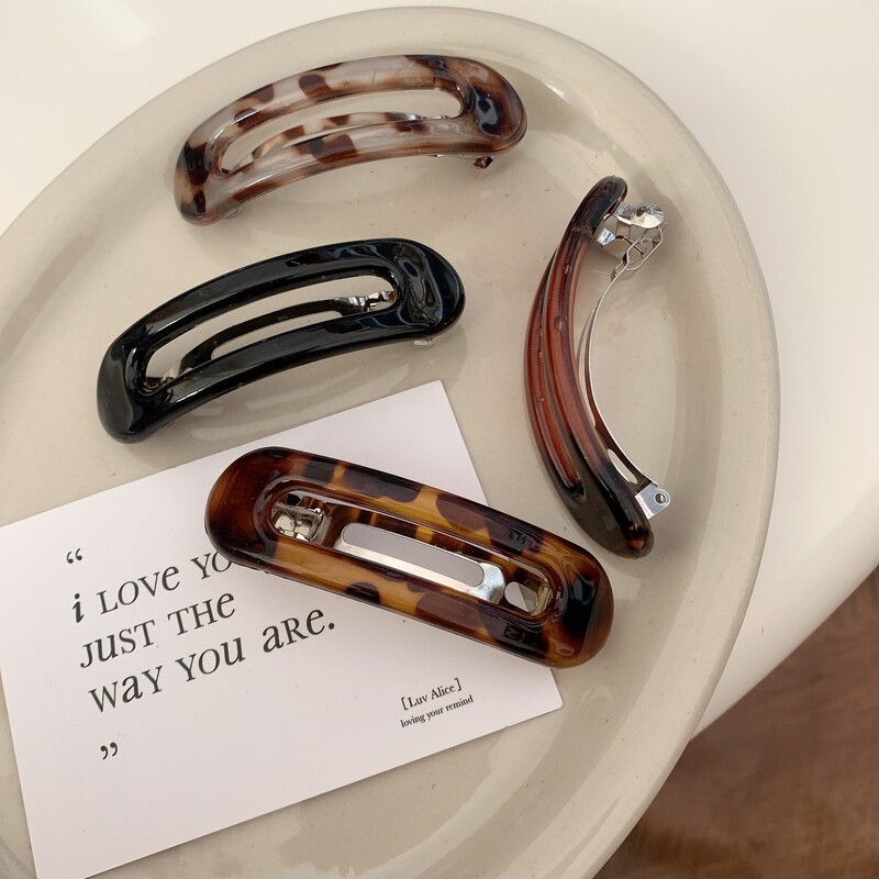 Udubljena kopča za kosu Leopard print Francuska kopča Plastične bočne igle Drška za kosu Ukosnica Ženski dodaci za kosu