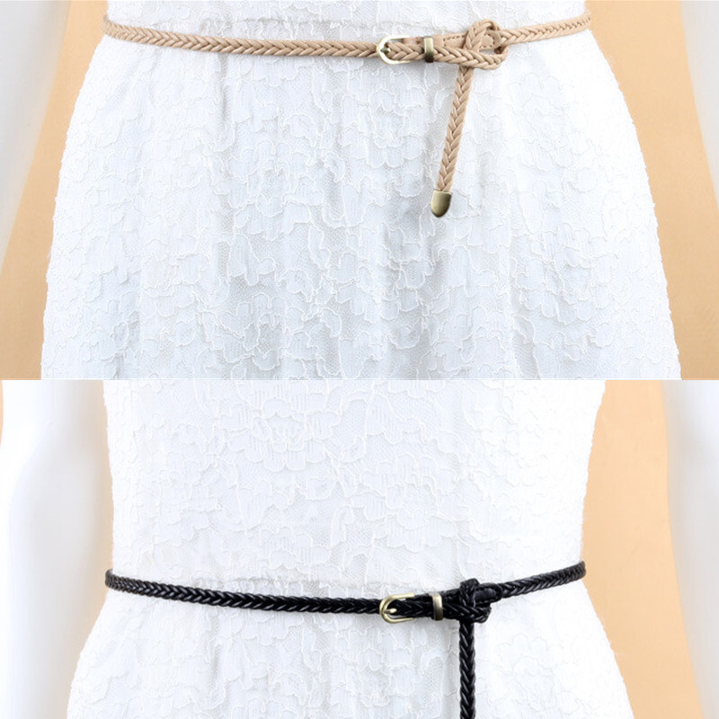 Дамска рокля с украсена риза с непробивна игла и катарама, малък колан