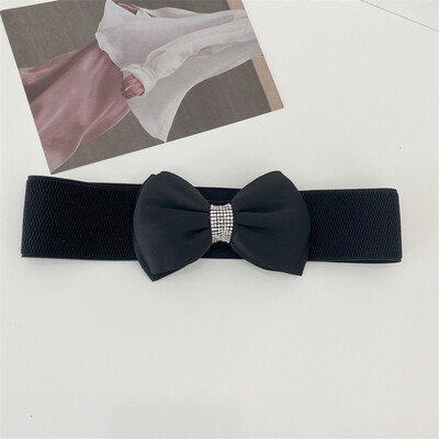 Moda fundă mare cu strass cataramă centură de talie femei doamnă elastică din nailon centură lată rochie slabă haină decor curea cu bretele