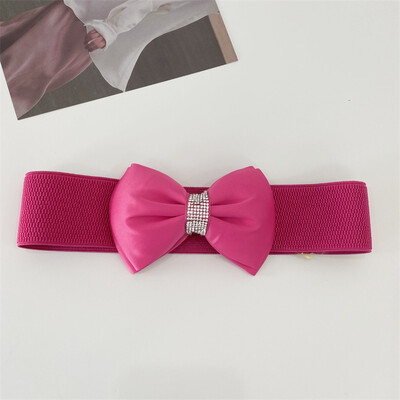 Moda fundă mare cu strass cataramă centură de talie femei doamnă elastică din nailon centură lată rochie slabă haină decor curea cu bretele