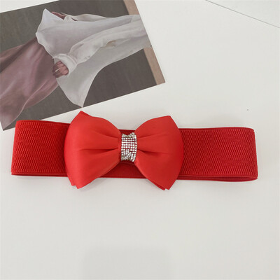 Moda fundă mare cu strass cataramă centură de talie femei doamnă elastică din nailon centură lată rochie slabă haină decor curea cu bretele