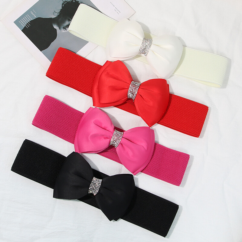 Moda fundă mare cu strass cataramă centură de talie femei doamnă elastică din nailon centură lată rochie slabă haină decor curea cu bretele