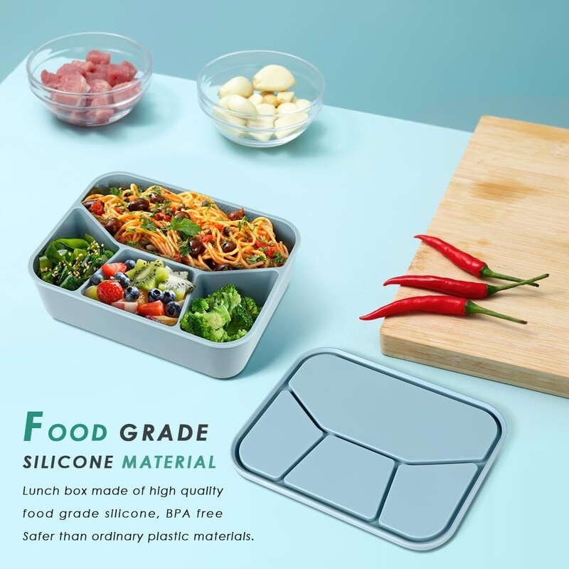 Силиконова запечатана кутия за съхранение на свежест в японски стил Голям капацитет и удобна отделна кутия за обяд без BPA с капак Микровълнова фурна