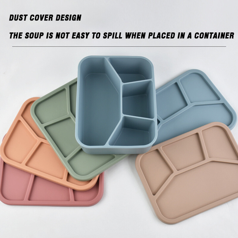 Силиконова запечатана кутия за съхранение на свежест в японски стил Голям капацитет и удобна отделна кутия за обяд без BPA с капак Микровълнова фурна