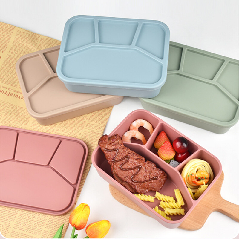 Силиконова запечатана кутия за съхранение на свежест в японски стил Голям капацитет и удобна отделна кутия за обяд без BPA с капак Микровълнова фурна