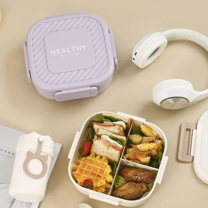 1Pcs 1300ml Prijenosna kutija za ručak s posuđem Bento kutije za mikrovalnu pećnicu Dječji školski ured Piknik Voćna salata Spremnik za pohranu hrane