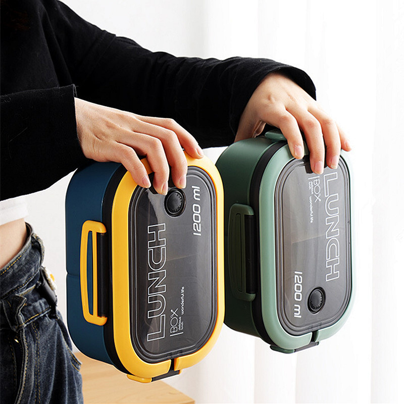 Kahekihiline lõunasöögikarp üliõpilaskontori töötaja Bento Box välipikniku puuviljatoidukonteiner kerge salat vähendav söögikorda lõunakotid