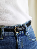 Curea subțire din piele pentru femei Cureaua subțire din piele naturală pentru blugi haină rochie cu cataramă din aliaj auriu centură pentru femei