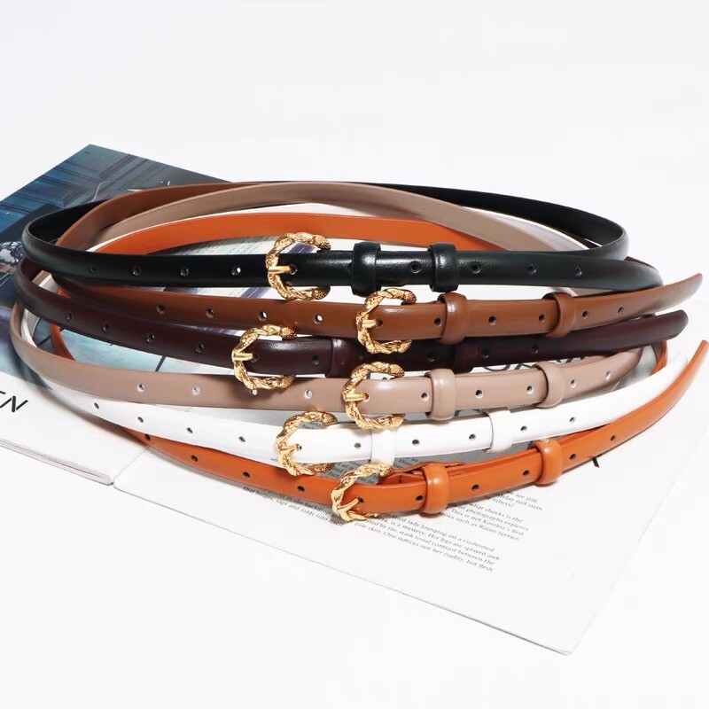 Curea subțire din piele pentru femei Cureaua subțire din piele naturală pentru blugi haină rochie cu cataramă din aliaj auriu centură pentru femei