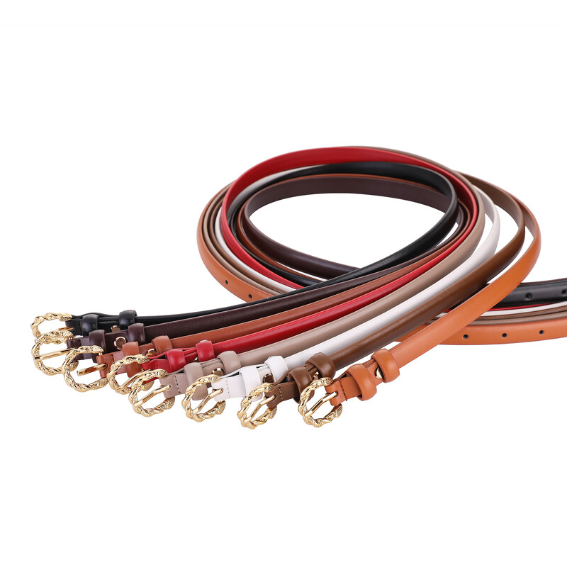 Curea subțire din piele pentru femei Cureaua subțire din piele naturală pentru blugi haină rochie cu cataramă din aliaj auriu centură pentru femei