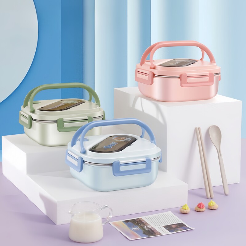 Jednorog od nehrđajućeg čelika s 3 rešetke Kutija za ručak za studente Sendvič za studente Posuda za pohranu hrane s crtanim filmom Dječja kutija za bento Schoo