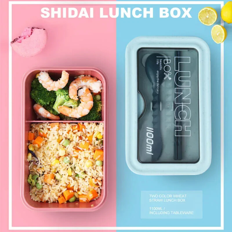 Кутия за обяд Bento от неръждаема стомана 304 за деца в училище Офис служител 2 решетки Microwae Heating Контейнер за съхранение на храна Съдове за хранене Ново