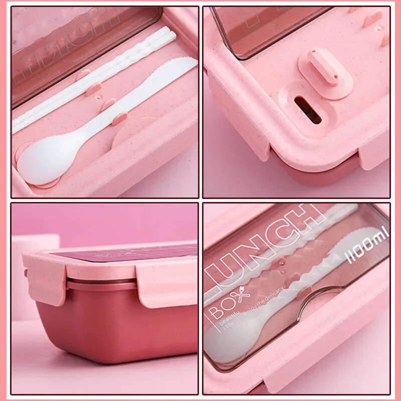 Кутия за обяд Bento от неръждаема стомана 304 за деца в училище Офис служител 2 решетки Microwae Heating Контейнер за съхранение на храна Съдове за хранене Ново