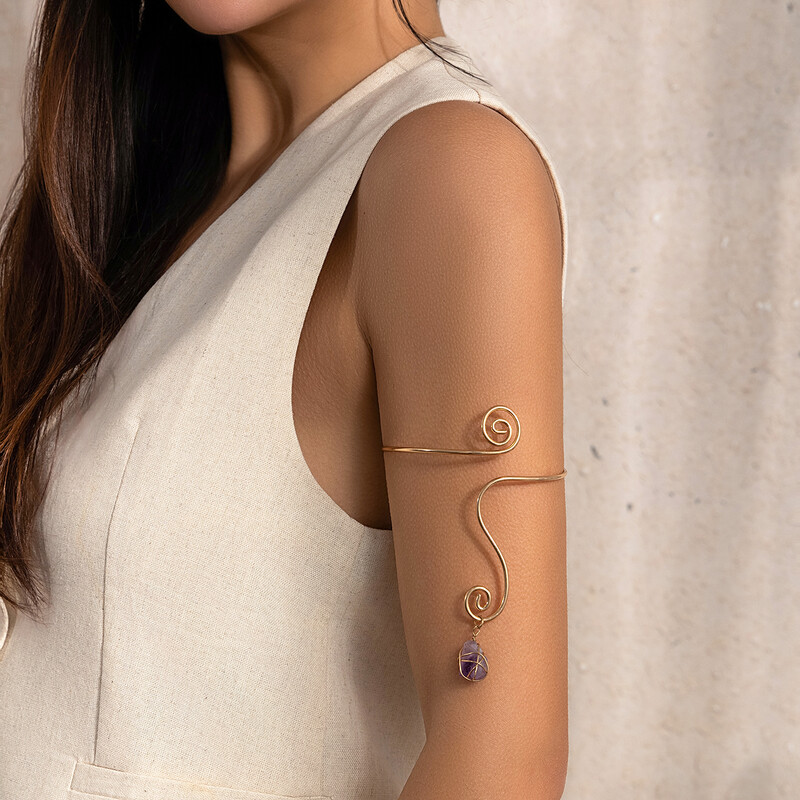 Ingemark Creative Water Drop Stone Pendant Open Cuff Bangles for Women Wed Bridal Goth Geometric Hand Narukvica Estetic Jewelry