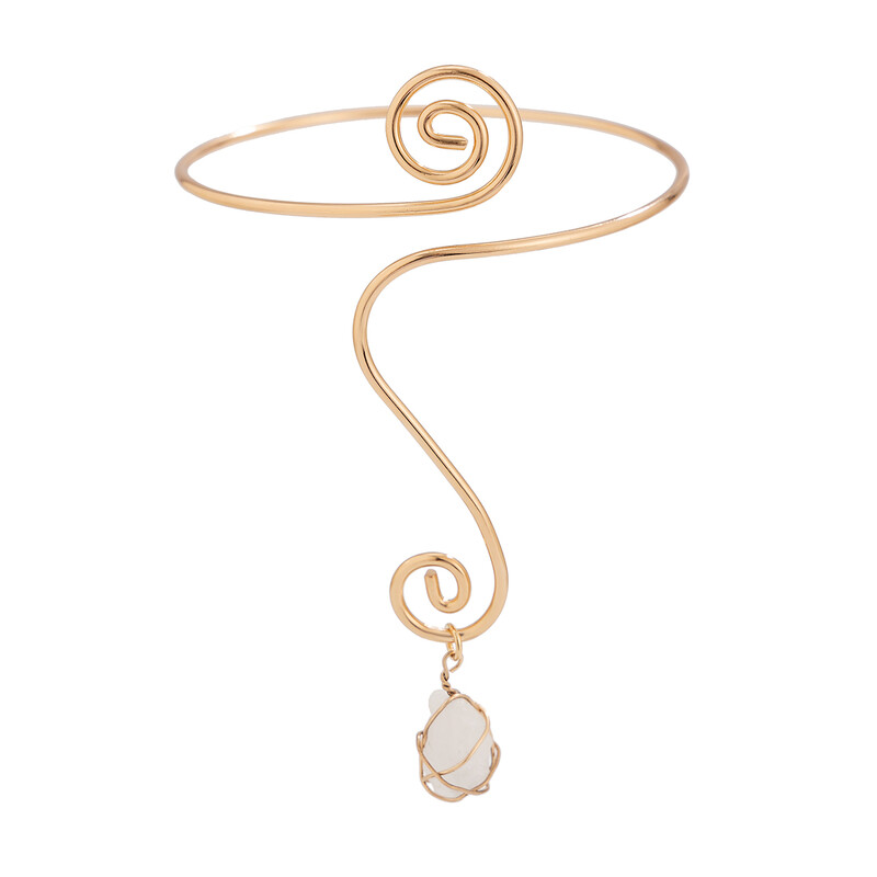 Ingemark Creative Water Drop Stone Pendant Open Cuff Bangles for Women Wed Bridal Goth Geometric Hand Narukvica Estetic Jewelry