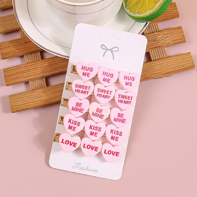 5kom Valentinovo Ukosnice u obliku srca Ukosnice u obliku slova u obliku srca Ružičasto crvene Ukosnice za kosu Djeca Dječji dodaci za kosu za zabavu