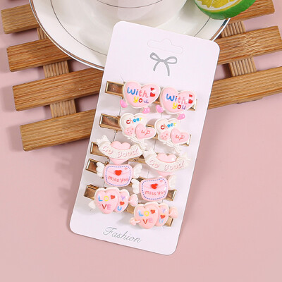 5kom Valentinovo Ukosnice u obliku srca Ukosnice u obliku slova u obliku srca Ružičasto crvene Ukosnice za kosu Djeca Dječji dodaci za kosu za zabavu