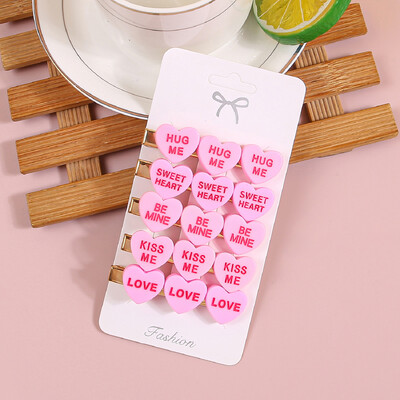 5kom Valentinovo Ukosnice u obliku srca Ukosnice u obliku slova u obliku srca Ružičasto crvene Ukosnice za kosu Djeca Dječji dodaci za kosu za zabavu