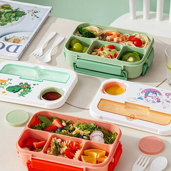 Cute Dinosaur Bento Box 1300ML Bento Lunch Box για Παιδιά Κορίτσια Νέο Astronaut Snack Box Φρούτα Αποθήκευση τροφίμων Φούρνος μικροκυμάτων