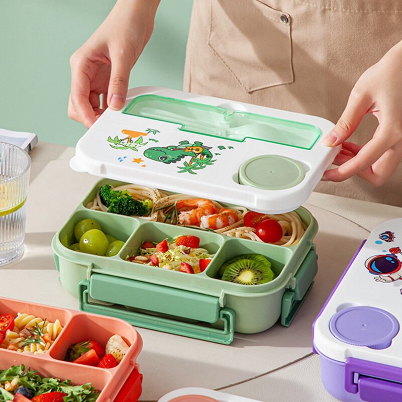 Slatka Bento kutija s dinosaurusom 1300 ml Bento kutija za ručak za djecu, djevojčice, novi astronaut, sendvič, kutija za užinu, voće, pohrana hrane, mikrovalna pećnica