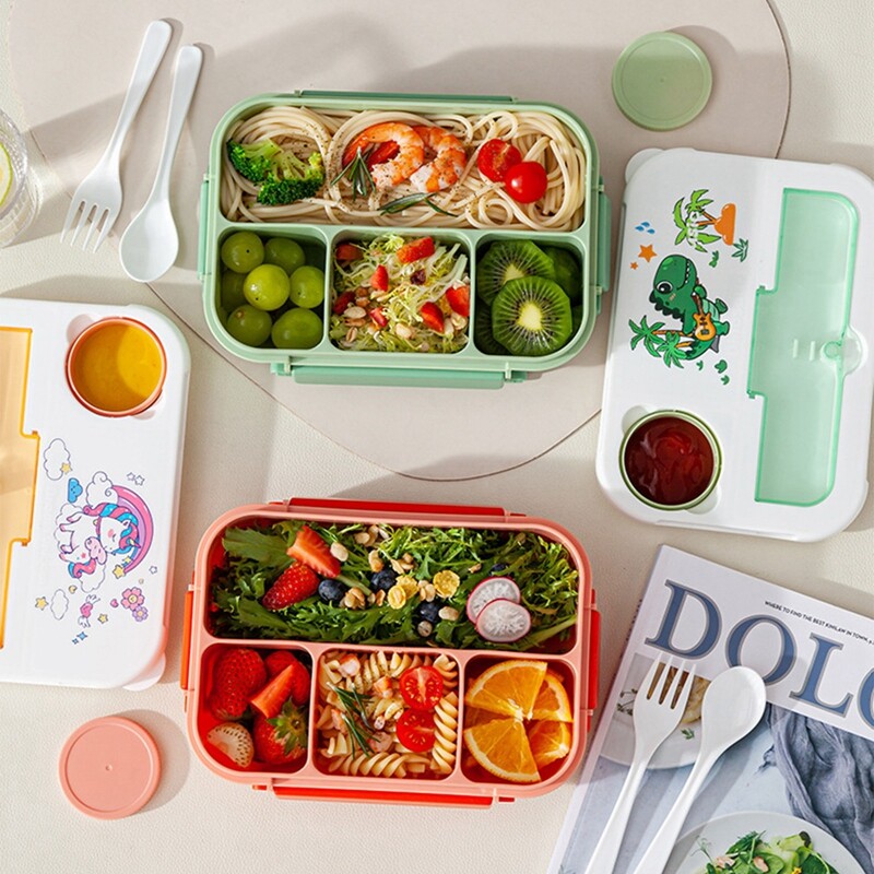 Slatka Bento kutija s dinosaurusom 1300 ml Bento kutija za ručak za djecu, djevojčice, novi astronaut, sendvič, kutija za užinu, voće, pohrana hrane, mikrovalna pećnica