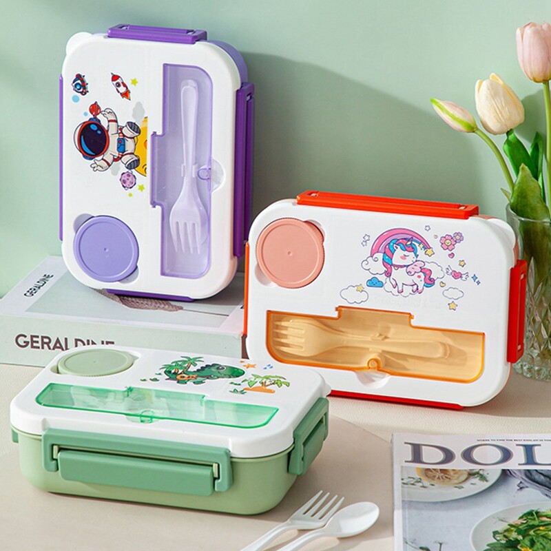 Slatka Bento kutija s dinosaurusom 1300 ml Bento kutija za ručak za djecu, djevojčice, novi astronaut, sendvič, kutija za užinu, voće, pohrana hrane, mikrovalna pećnica