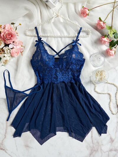 Lenjerie sexy roșie transparentă Lenjerie de corp pentru femei Lenjerie de dormit transparentă Cămașă de noapte și chiloți Seturi de pijamale pentru femeie Sexy