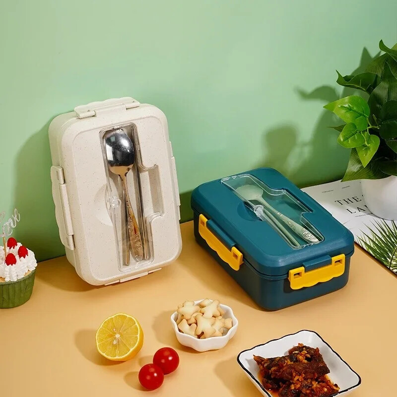 Kutija za ručak u mikrovalnoj pećnici sa žličicom Štapići za jelo Plastično posuđe Posuda za pohranu hrane Djeca Djeca Škola Ured Bento kutija