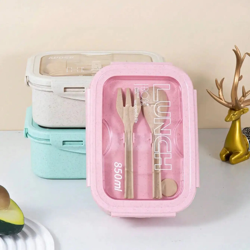 1 kom kutija za ručak, kutija za ručak, jednobojna kutija za uredske radnike, kvadratnog oblika, zapečaćena posuđem, kutija za obrok za mikrovalnu pećnicu