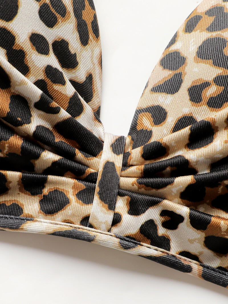 Vruće prodavano visokokvalitetno seksi žensko donje rublje bez šavova i čeličnog prstena, dvodijelno donje rublje s leopard printom, ženski komplet donjeg rublja s čipkom B2046