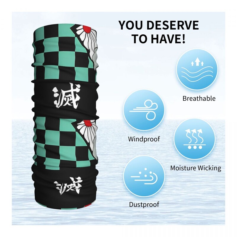 Demoni Tanjiro Kamado Bandana Ghet Gât Slayers Imprimare K-Kimetsu Anime Balaclavas Esarfă magică Articole pentru cap Drumeții Adult All Season