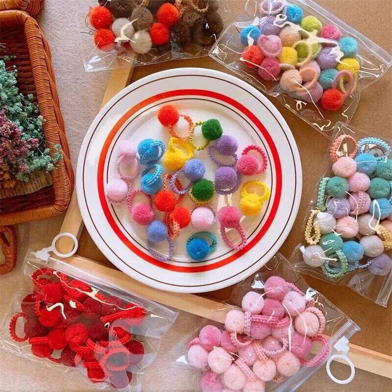 20 de bucăți pentru fete, bile de pluș colorate, benzi elastice de păr, frânghii de păr pentru copii, benzi de cauciuc pentru coadă de cal, accesorii pentru păr, cadou