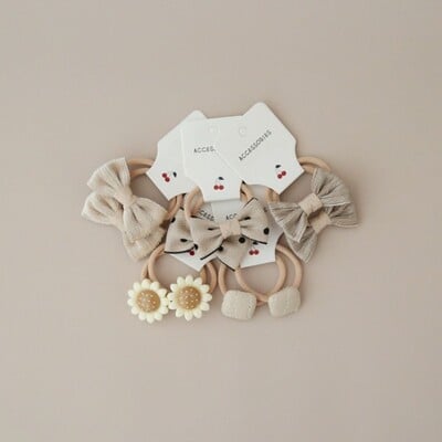 10 bucăți bricolaj benzile elastice cu flori cu fundă mare pentru copii, fete, legături de păr dulci, bentițe de modă, accesorii pentru păr, banda de cauciuc pentru copii