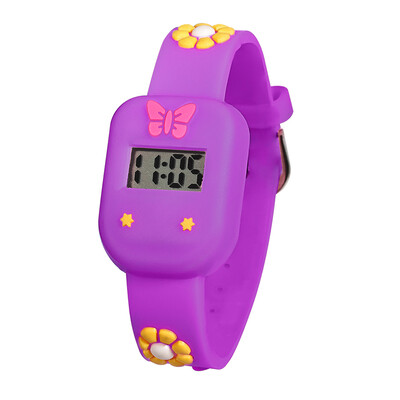 Dječji dječaci i djevojčice Gledaju crtani vijenac Slatki elektronički sat u obliku leptira Studentski kvadratni elektronički sat