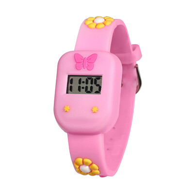 Dječji dječaci i djevojčice Gledaju crtani vijenac Slatki elektronički sat u obliku leptira Studentski kvadratni elektronički sat